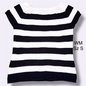 Black and White Striped Women's Top Size S